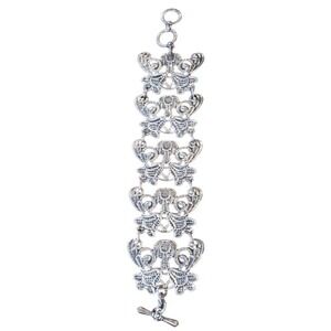 Silver Tone Filigree Butterfly Link Toggle Bracelet Ornate Vintage Style 8.5"